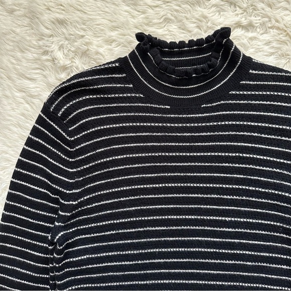 Rebecca Taylor Sweater Mock Neck Ruffle Turtleneck 100% Merino Wool Pullover L - Picture 6 of 12